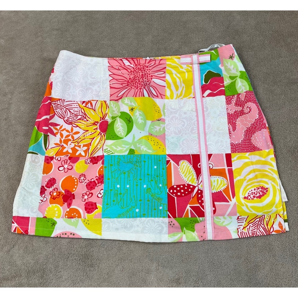 VTG Lilly Pulitzer Patchwork Skirt/Skort  Womens 4 Multi-color Floral Patch EUC